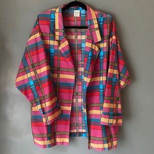 Vintage ALLEY CAT II pink plaid shacket womens size 16 (B2) lightweight colorful